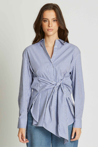 Georgina-Shirt-Navy-Stripe-Shirt-Choc-Knit-Blue-2